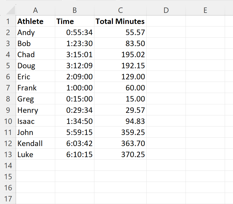 Excel convert hh:mm:ss to minutes