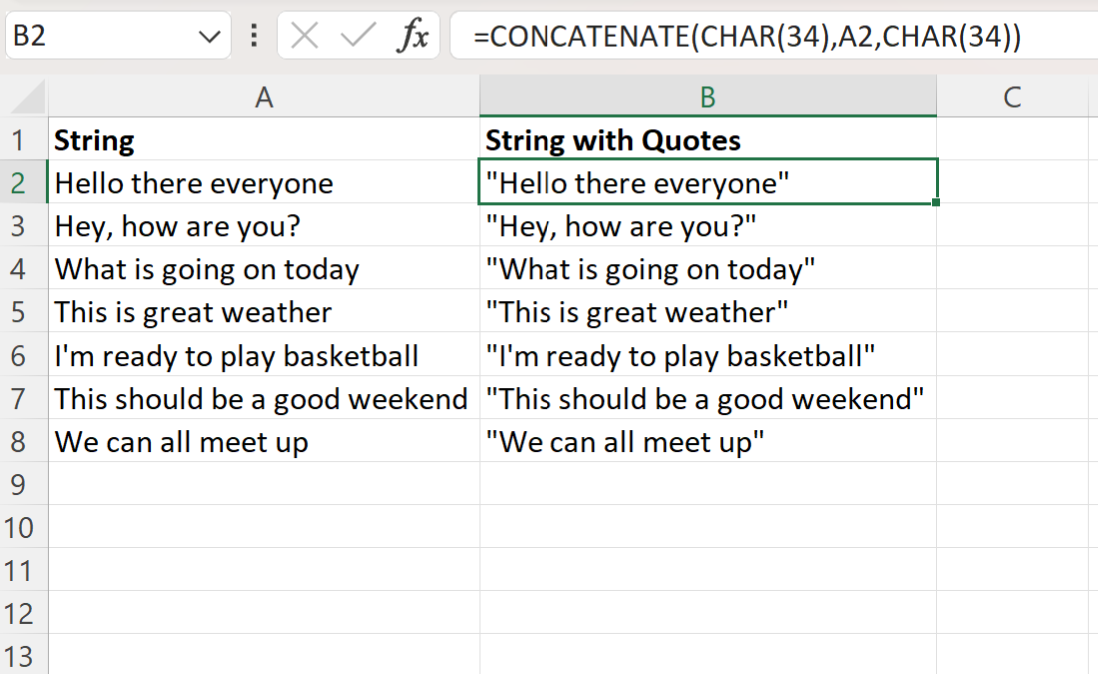 escape3 Excel escape quotes using CHAR(34)