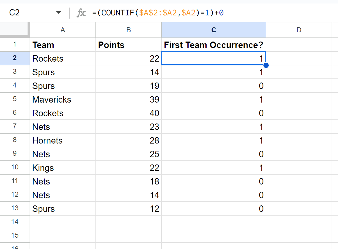 Excel find first occurrence of value in column