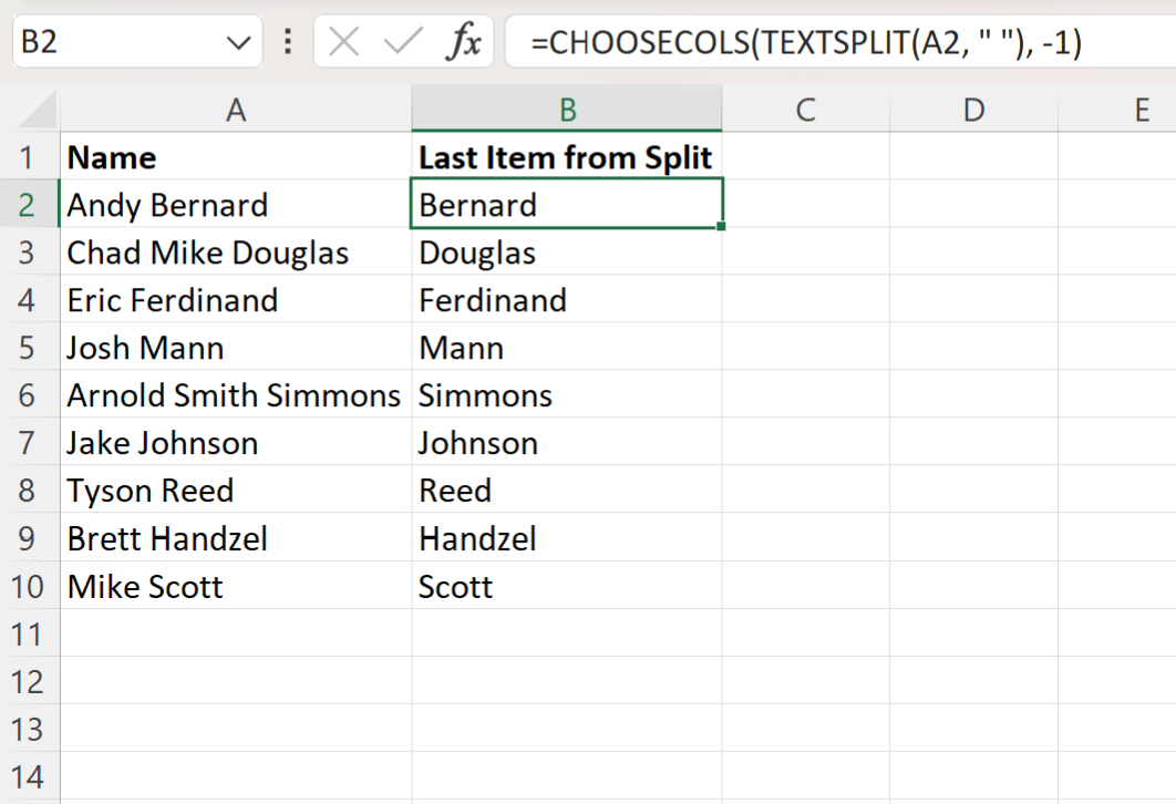 sl2 Excel split get last