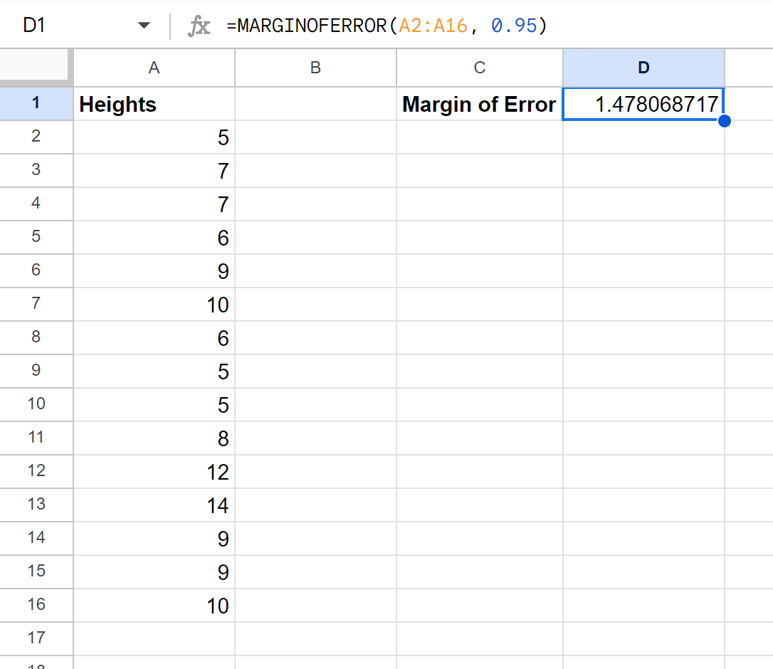 marg2 Google Sheets margin of error