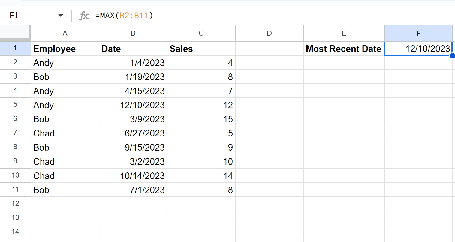 rdate2 Google Sheets most recent date