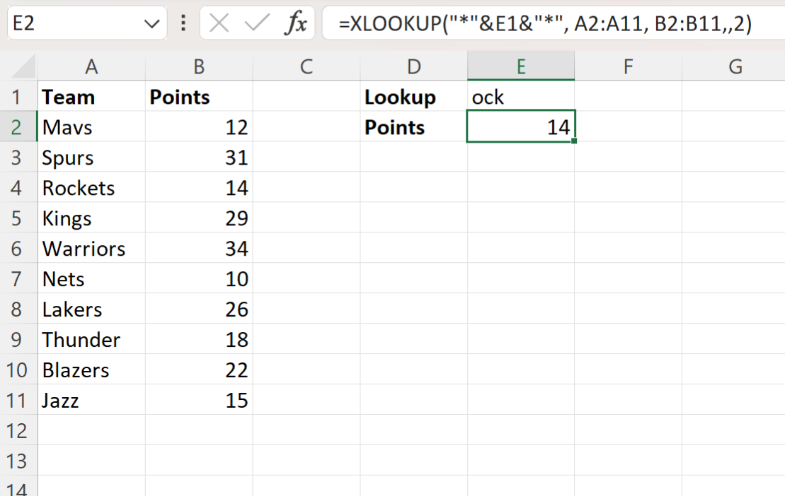 Excel XLOOKUP with wildcard