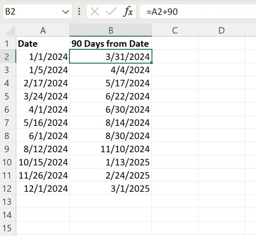 from1 Excel calculate 90 days from date