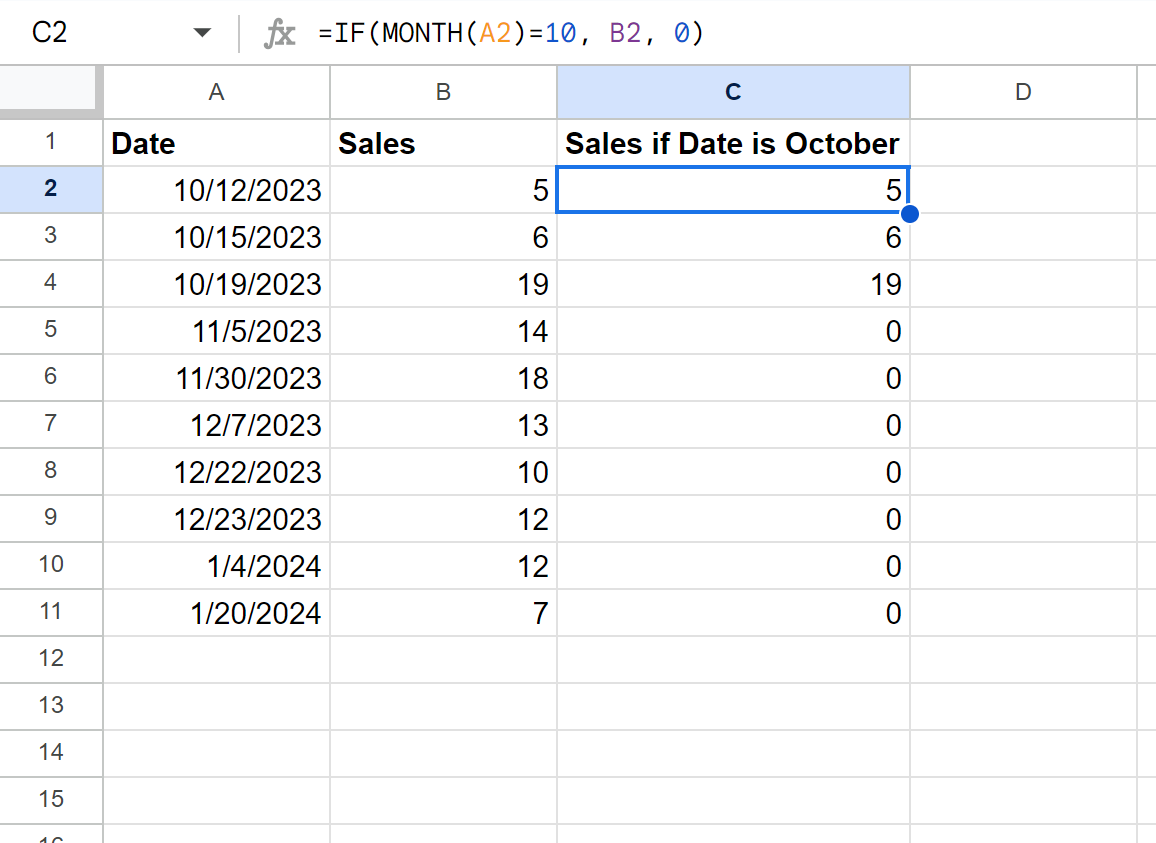 ifmonth2 Google Sheets If month