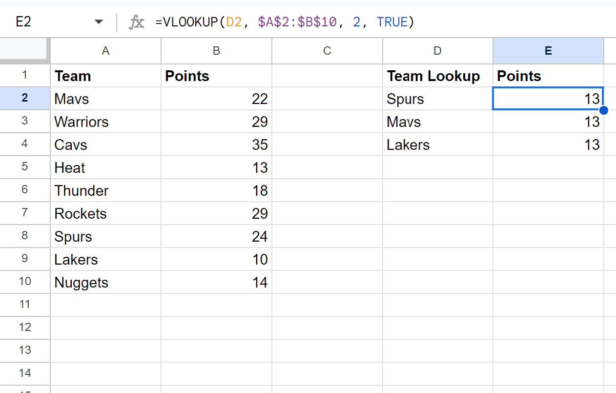 vtrue2 Google Sheets VLOOKUP with TRUE