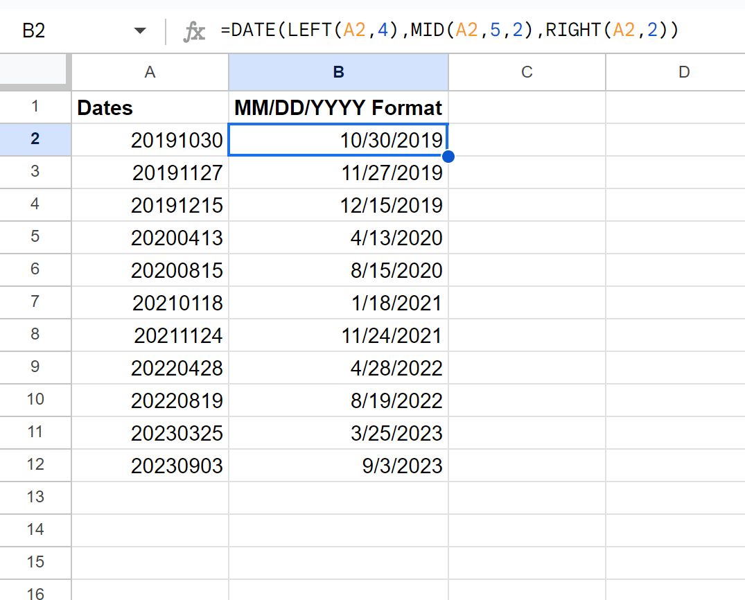 Google Sheets convert YYYYMMDD to date format