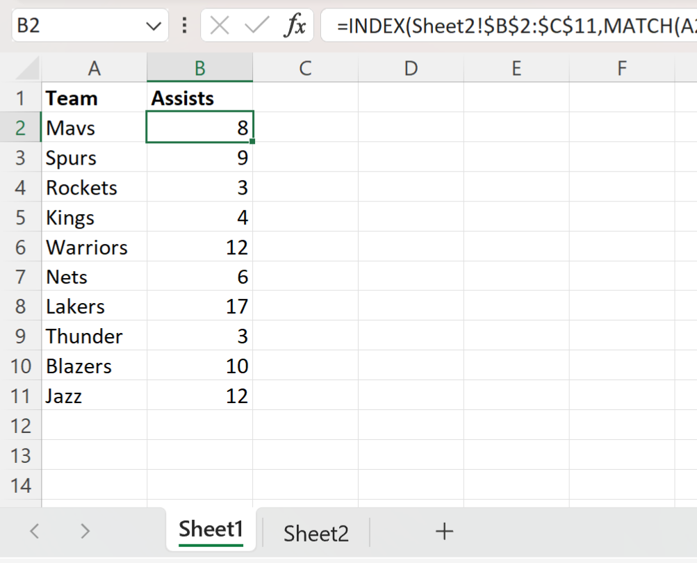 another3 Excel INDEX MATCH from another sheet