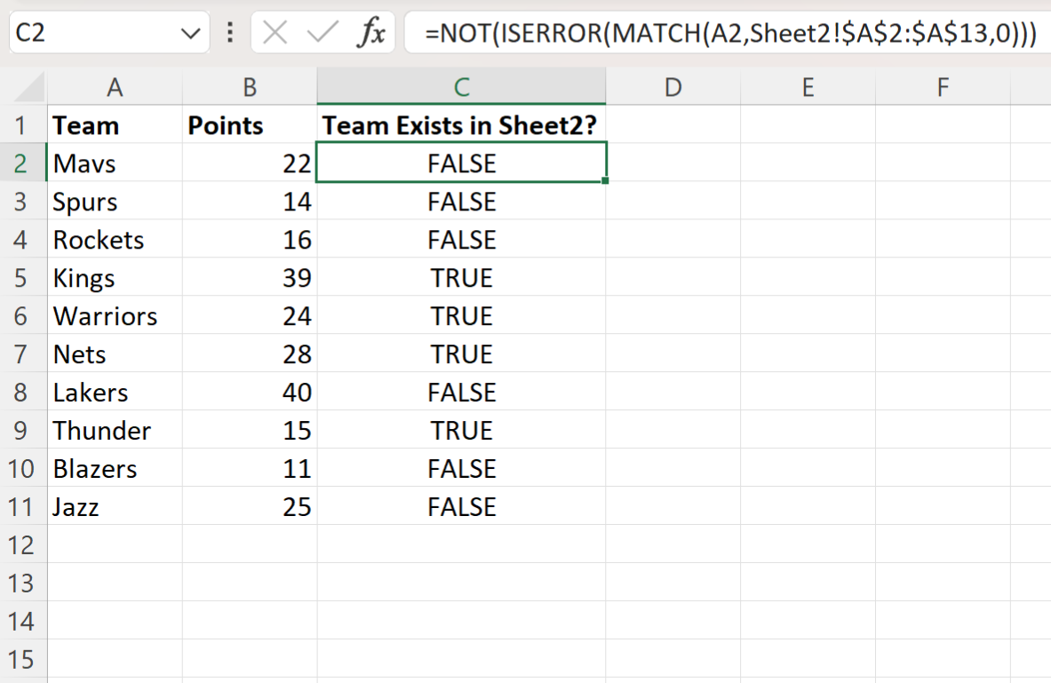 exists3 Excel check if cell value exists in another sheet
