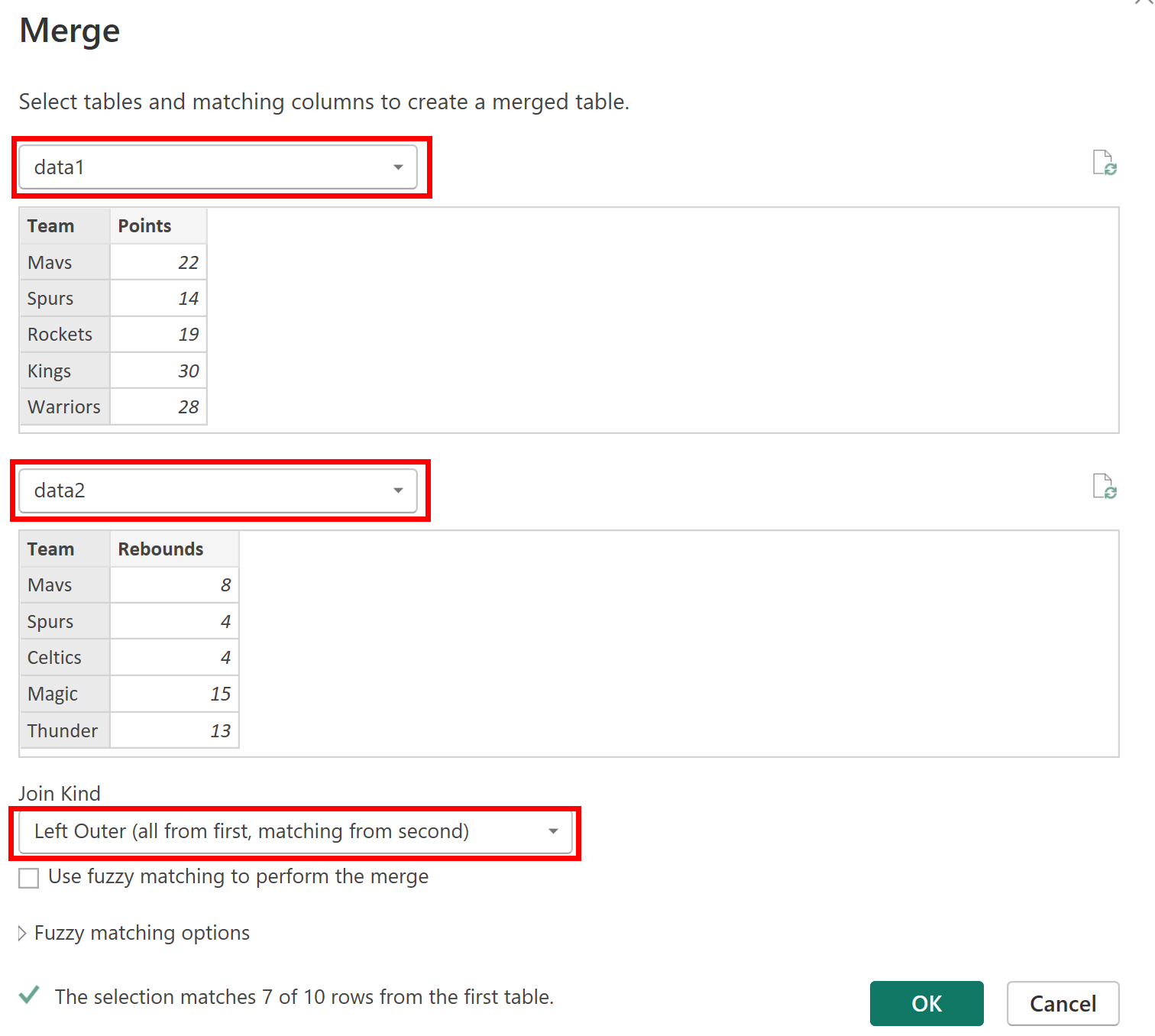 Power BI left join