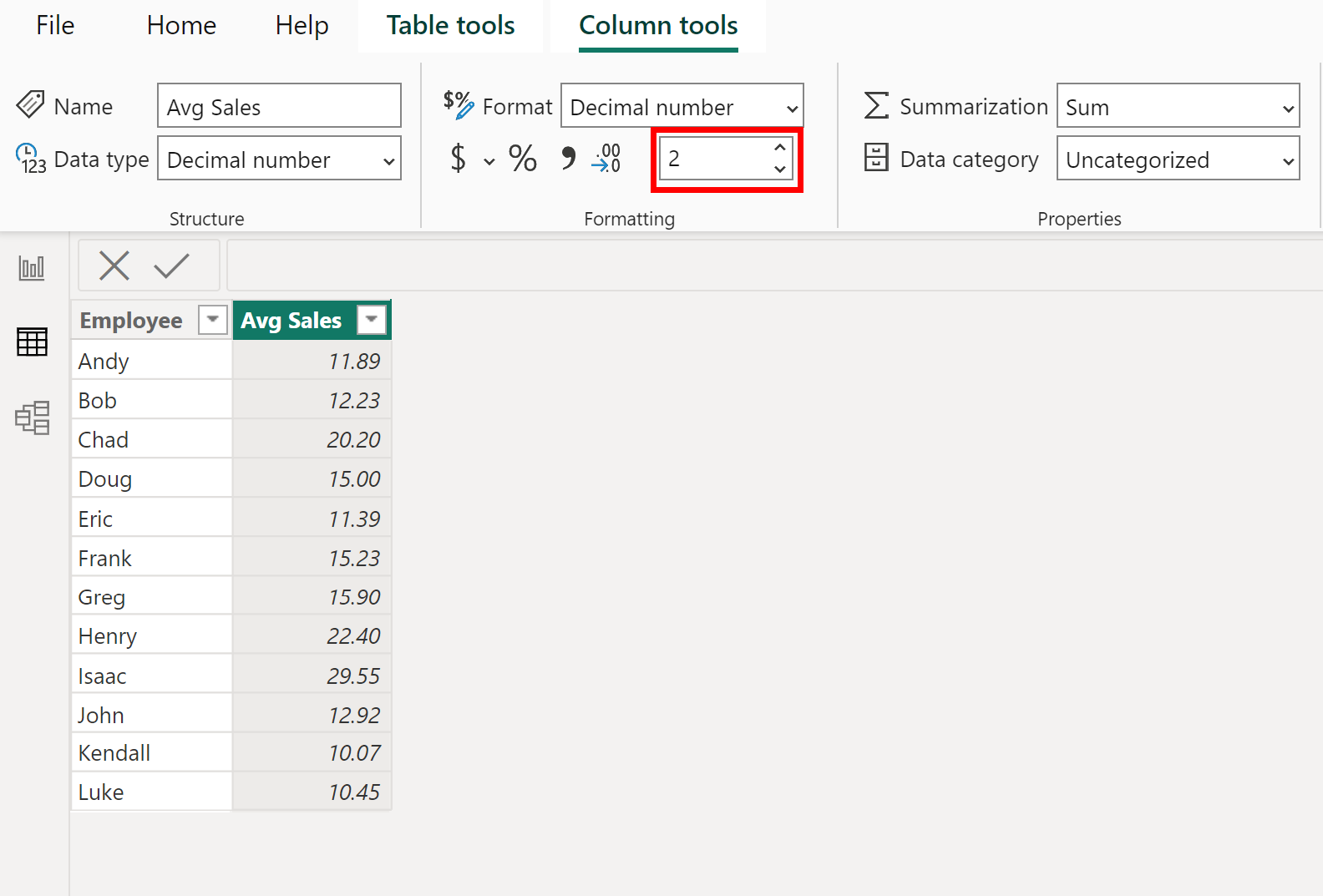 Power BI round to 2 decimal places