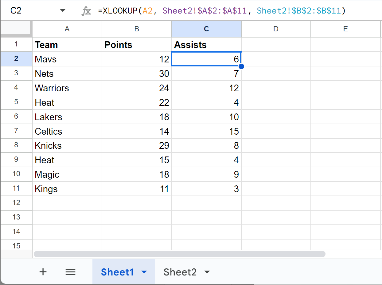 xan3 Google Sheets XLOOKUP from another sheet